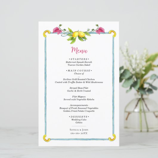 Waterverf Lemon Mediterranean Wedding (Staand voorkant)