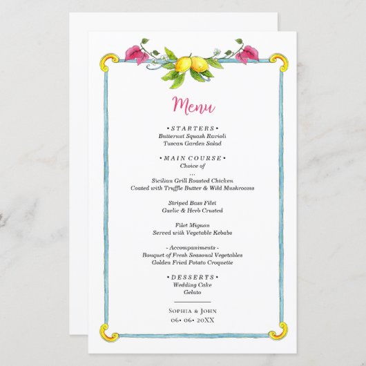 Waterverf Lemon Mediterranean Wedding (Voorkant / Achterkant)