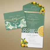 Waterverf Lemon Mediterranean Wedding All In One Uitnodiging