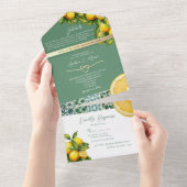 Waterverf Lemon Mediterranean Wedding All In One Uitnodiging (Afscheurbaar)