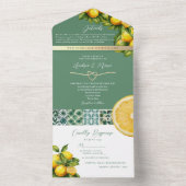 Waterverf Lemon Mediterranean Wedding All In One Uitnodiging (Binnen)