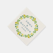 Waterverf Lemon Mediterranean Wreath Wedding Logo Servet (Hoek)