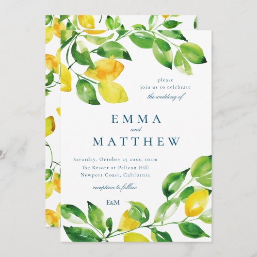 Waterverf lemon - middellandse zee kaart (Voorkant / Achterkant)