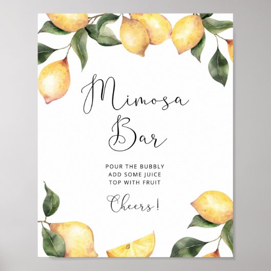 Waterverf lemon Mimosa bar Poster (Voorkant)