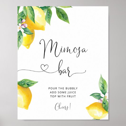 Waterverf lemon Mimosa bar Poster (Voorkant)