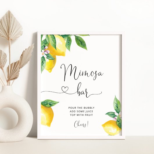 Waterverf lemon Mimosa bar Poster