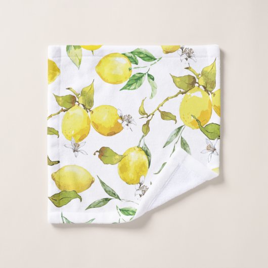 Waterverf Lemon Patroon Bad Handdoek (Wasdoekje)