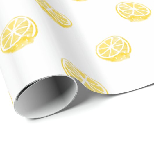 Waterverf Lemon Patroon Cadeaupapier (Rol Hoek)