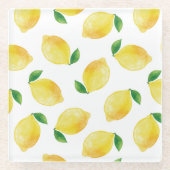 Waterverf Lemon Patroon Glazen Onderzetter (Voorkant)
