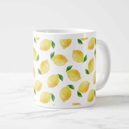 Waterverf Lemon Patroon Grote Koffiekop (Voorkant rechts)