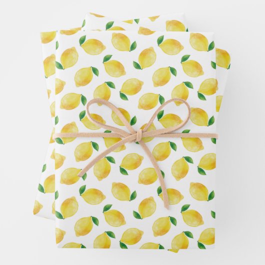 Waterverf Lemon Patroon Inpakpapier Vel (In situ)