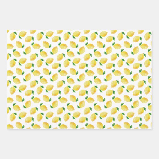 Waterverf Lemon Patroon Inpakpapier Vel (Voorkant)