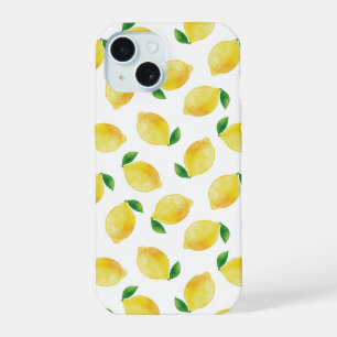 Waterverf Lemon Patroon iPhone 15 Case