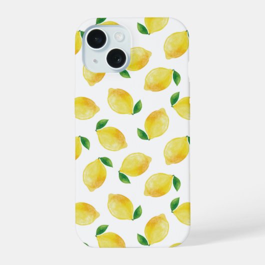 Waterverf Lemon Patroon iPhone 15 Case (Achterkant)
