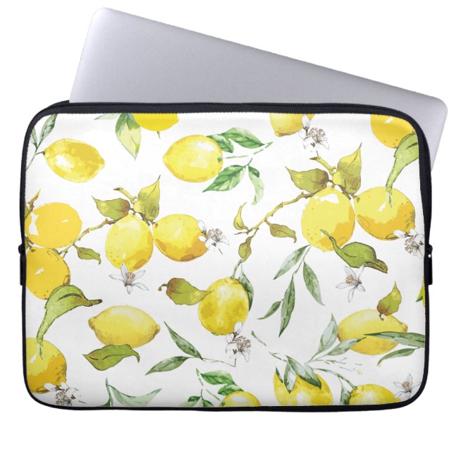 Waterverf Lemon Patroon Laptop Sleeve (Voorkant)