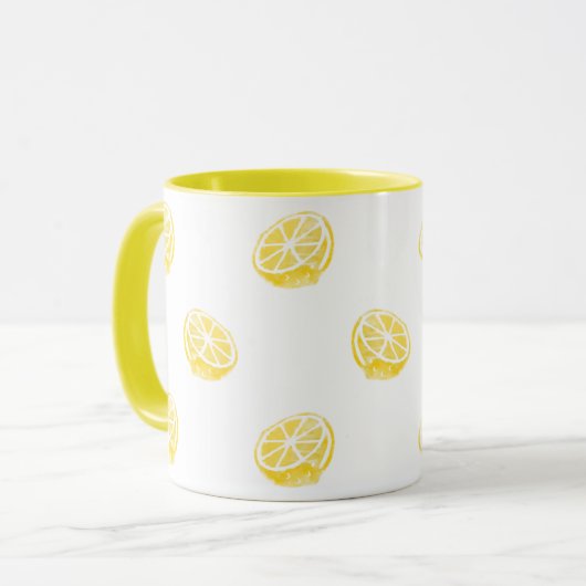 Waterverf Lemon Patroon Mok (Voorkant links)