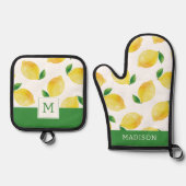 Waterverf Lemon Patroon Ovenwant & Pannenlap Set (Voorkant)