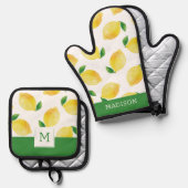 Waterverf Lemon Patroon Ovenwant & Pannenlap Set (Voorkant / Achterkant)