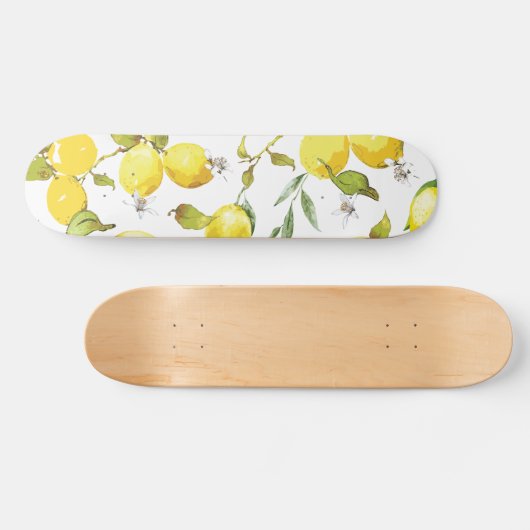 Waterverf Lemon Patroon Persoonlijk Skateboard (Horizontaal)