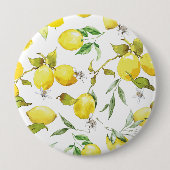 Waterverf Lemon Patroon Ronde Button 4,0 Cm (Voorkant)
