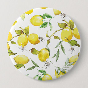 Waterverf Lemon Patroon Ronde Button 4,0 Cm