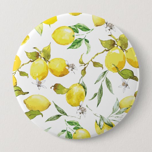 Waterverf Lemon Patroon Ronde Button 4,0 Cm (Voorkant)