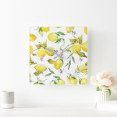 Waterverf Lemon Patroon Vierkante Klok (Huis)