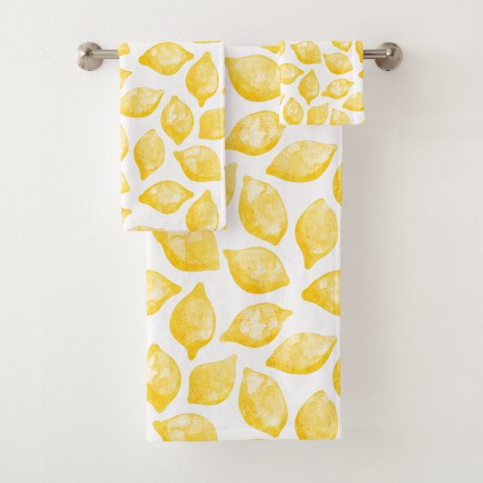 Waterverf Lemon Pattern Citrus Bad Handdoek (Insitu)