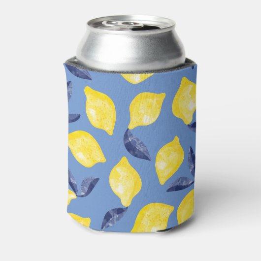 Waterverf Lemon Pattern Citrus Blikjeskoeler (Blikje Achterkant)