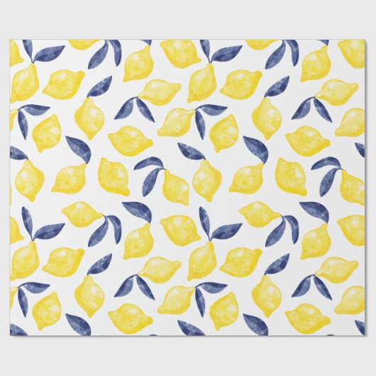 Waterverf Lemon Pattern Citrus Cadeaupapier (Vlak)