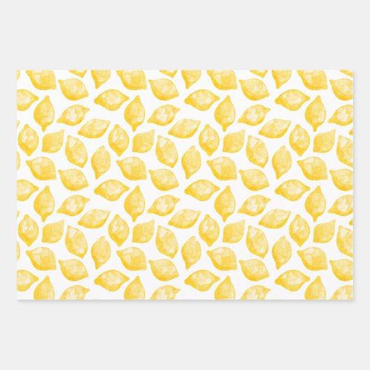 Waterverf Lemon Pattern Citrus Inpakpapier Vel (Voorkant 3)