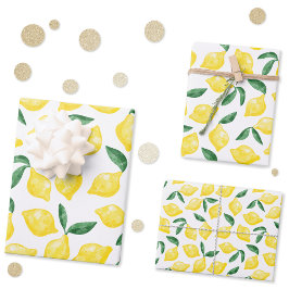 Waterverf Lemon Pattern Citrus Inpakpapier Vel