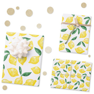 Waterverf Lemon Pattern Citrus Inpakpapier Vel