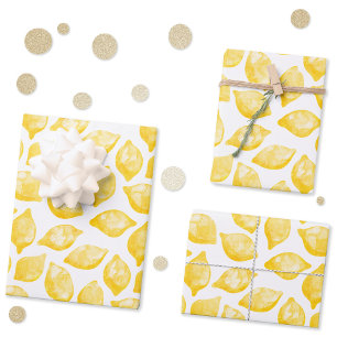 Waterverf Lemon Pattern Citrus Inpakpapier Vel