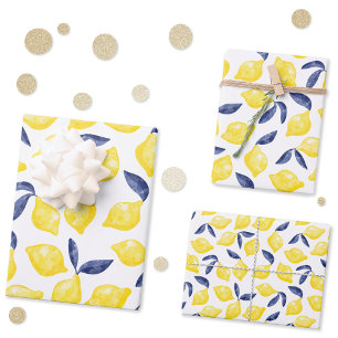 Waterverf Lemon Pattern Citrus Inpakpapier Vel