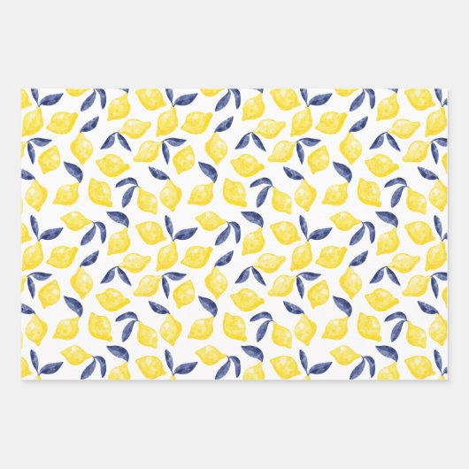 Waterverf Lemon Pattern Citrus Inpakpapier Vel (Voorkant 2)