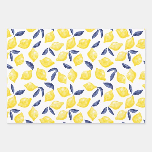Waterverf Lemon Pattern Citrus Inpakpapier Vel (Voorkant)