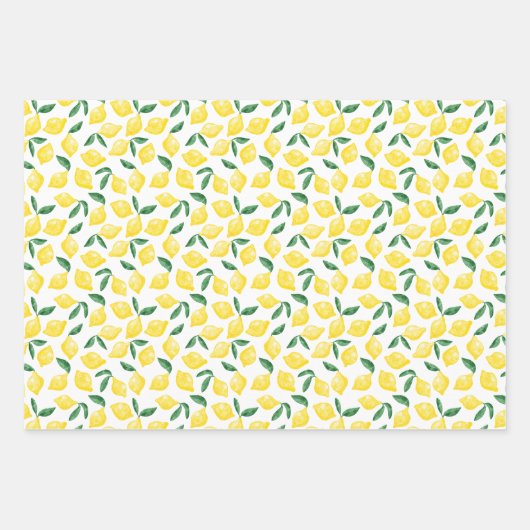 Waterverf Lemon Pattern Citrus Inpakpapier Vel (Voorkant 3)
