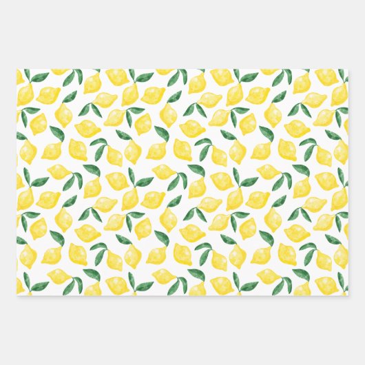 Waterverf Lemon Pattern Citrus Inpakpapier Vel (Voorkant 2)