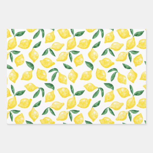Waterverf Lemon Pattern Citrus Inpakpapier Vel (Voorkant)