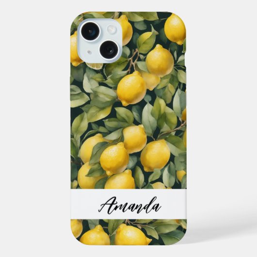 Waterverf Lemon Pattern Citrus iPhone Hoesje (Achterkant)