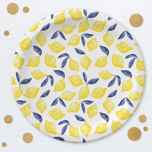 Waterverf Lemon Pattern Citrus Papieren Bordje