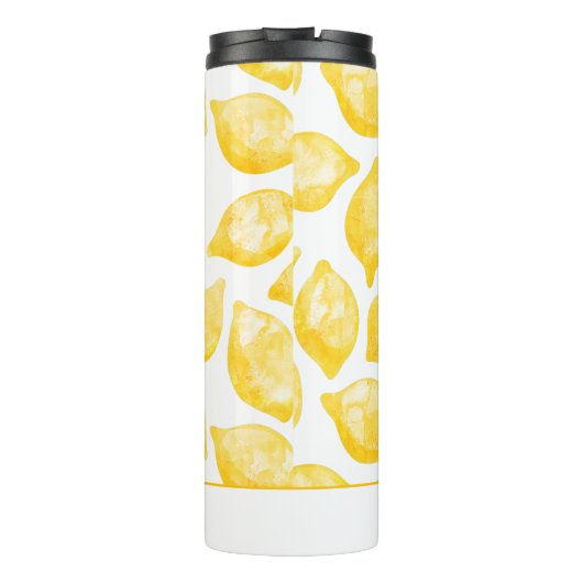 Waterverf Lemon Pattern Citrus Personalized Thermosbeker (Achterkant)