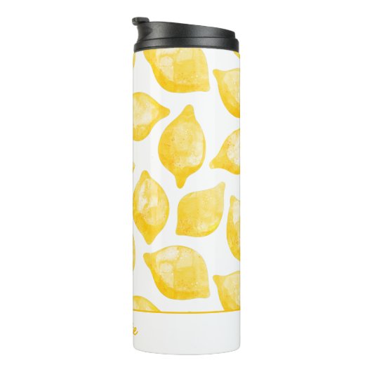 Waterverf Lemon Pattern Citrus Personalized Thermosbeker (Geroteerd rechts)