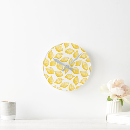 Waterverf Lemon Pattern Citrus Ronde Klok (Huis)