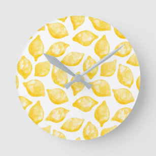 Waterverf Lemon Pattern Citrus Ronde Klok