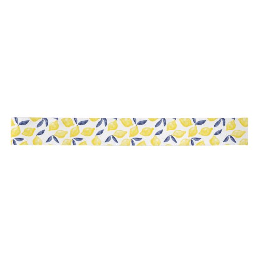 Waterverf Lemon Pattern Citrus Satijnen Lint (Voorkant)