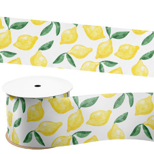 Waterverf Lemon Pattern Citrus Satijnen Lint