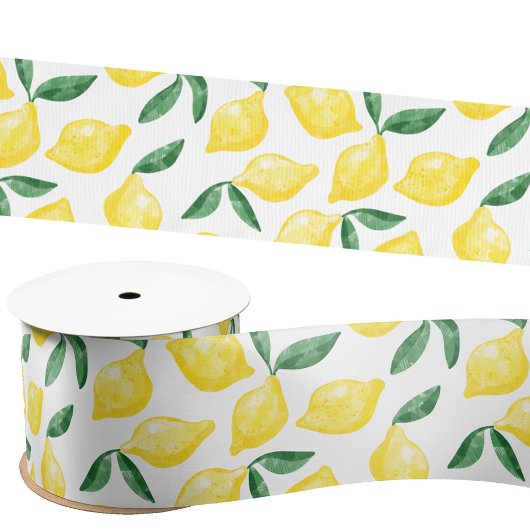 Waterverf Lemon Pattern Citrus Satijnen Lint