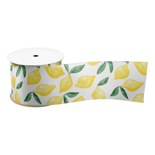 Waterverf Lemon Pattern Citrus Satijnen Lint (Spoel)